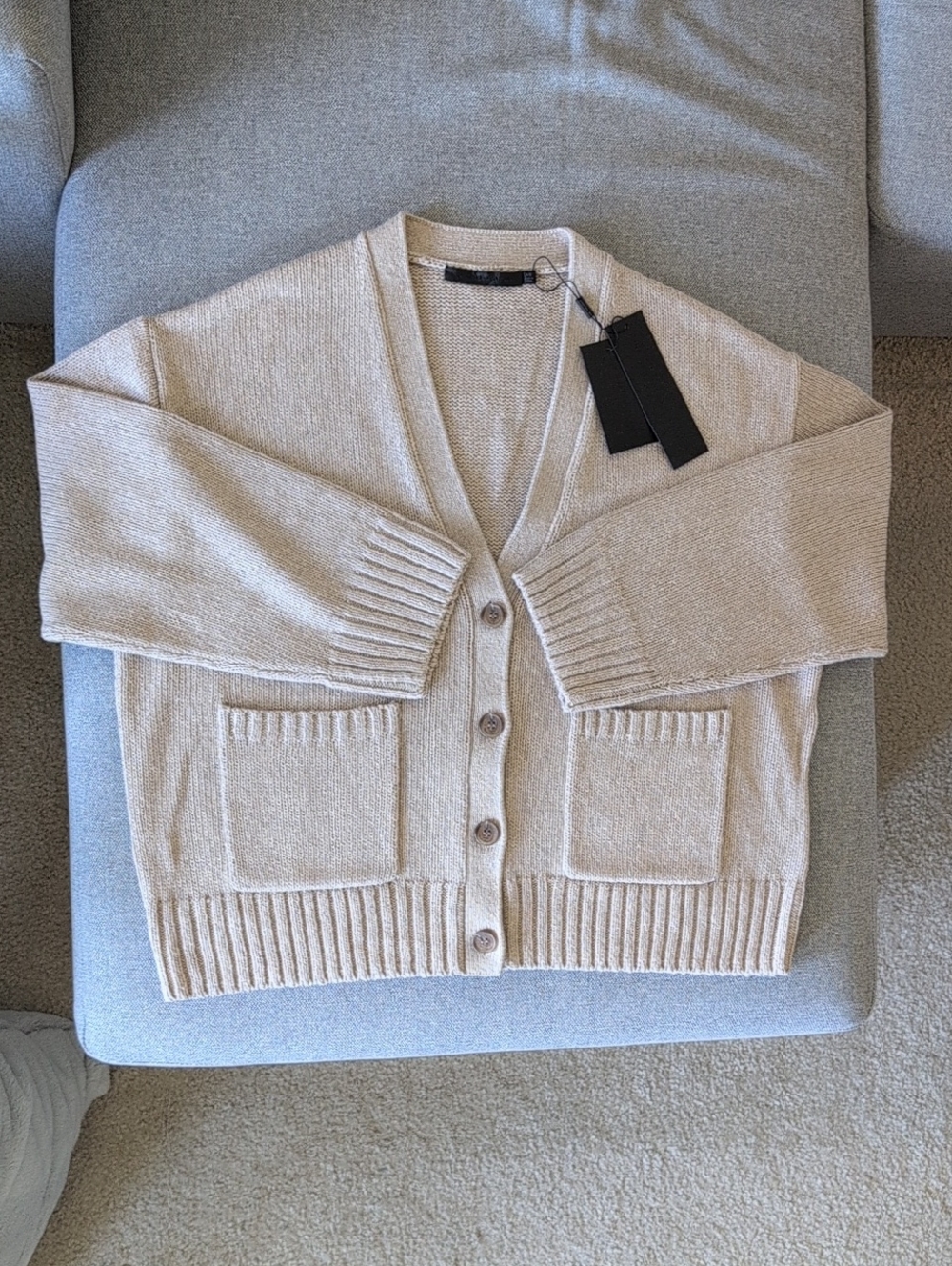 Jenni Kayne Barrett Cardigan, Light Khaki, XS
